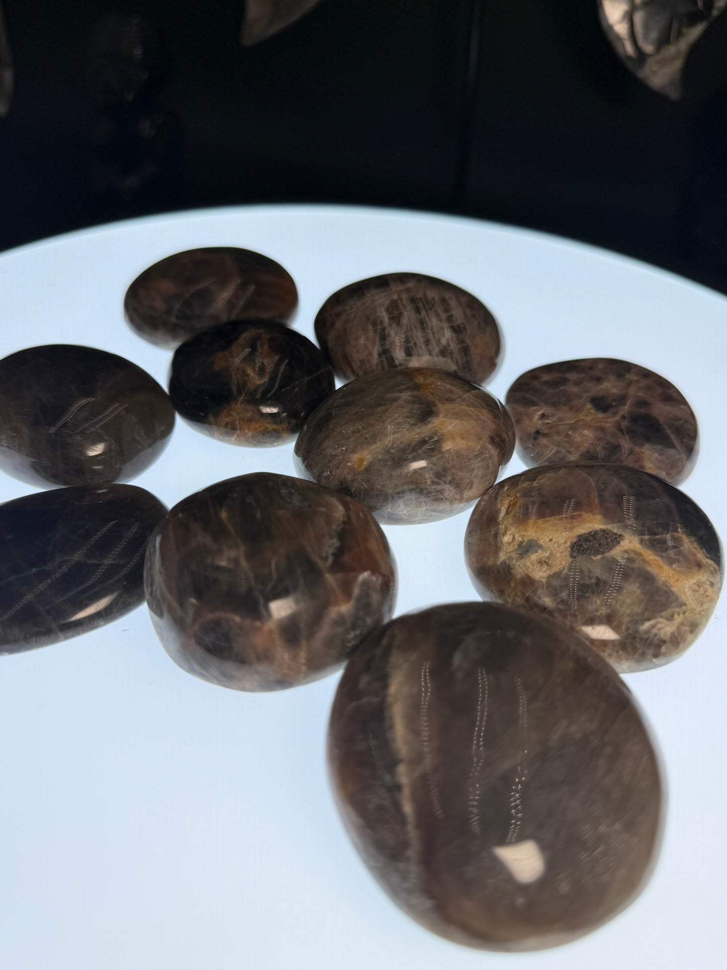 Black Moonstone Palm Stone