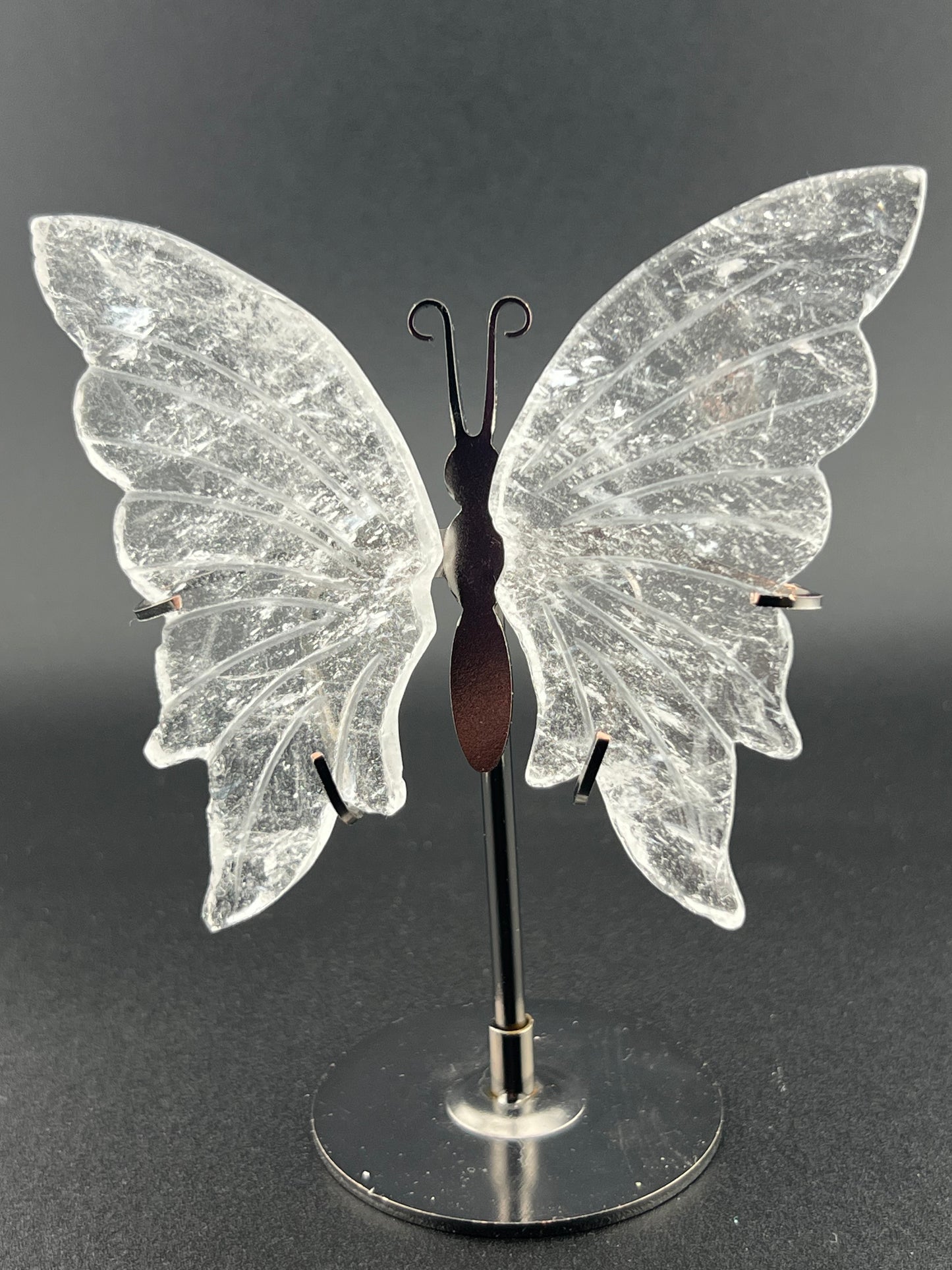 Clear Quartz Butterfly Wings & Stand