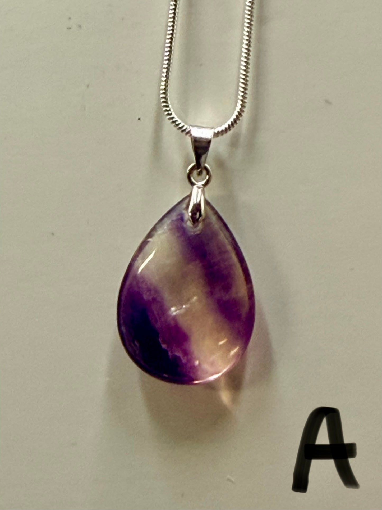 Fluorite Teardrop Pendant Necklace