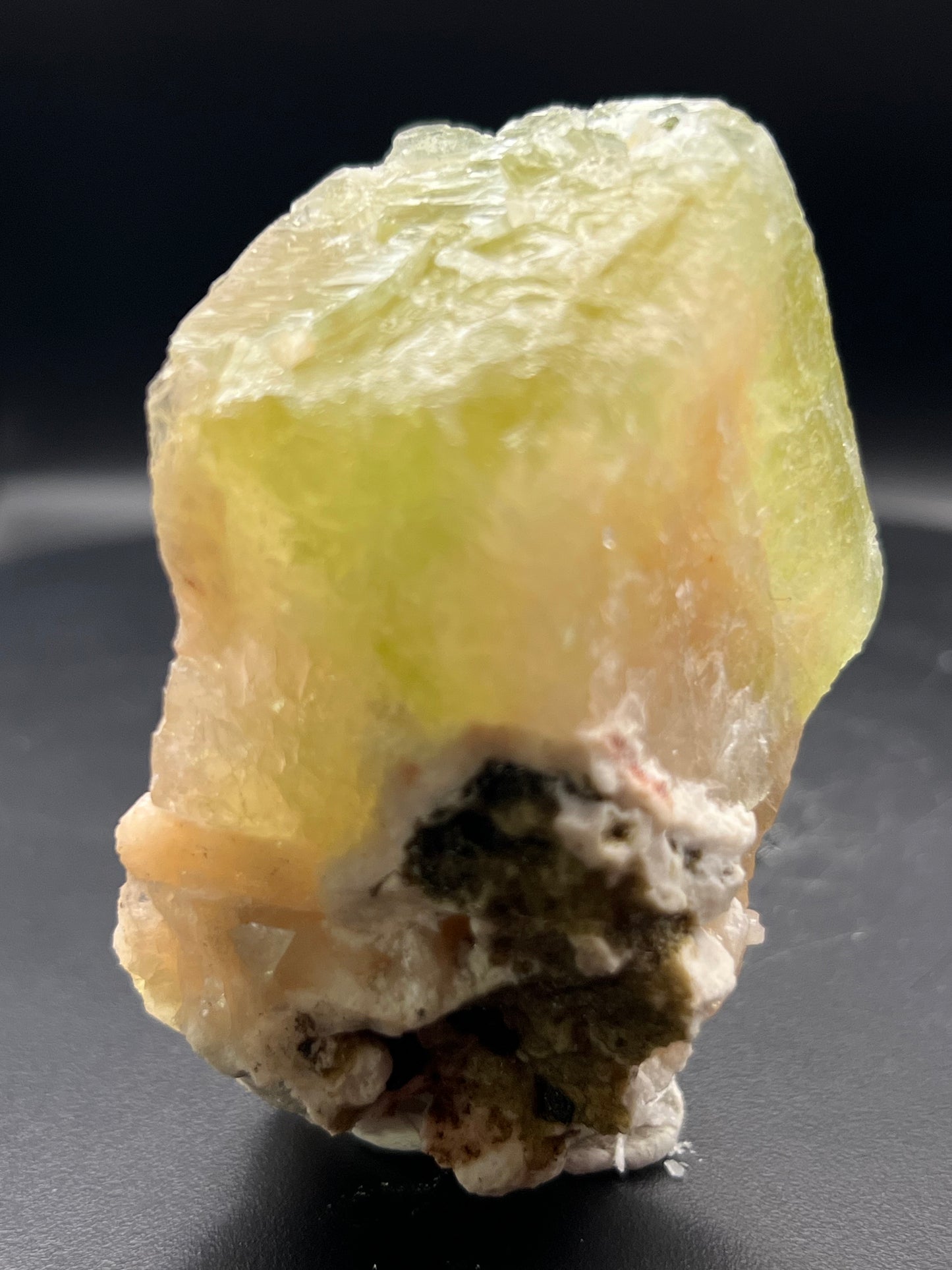 Green Apple Apophyllite Cube On Stilbite