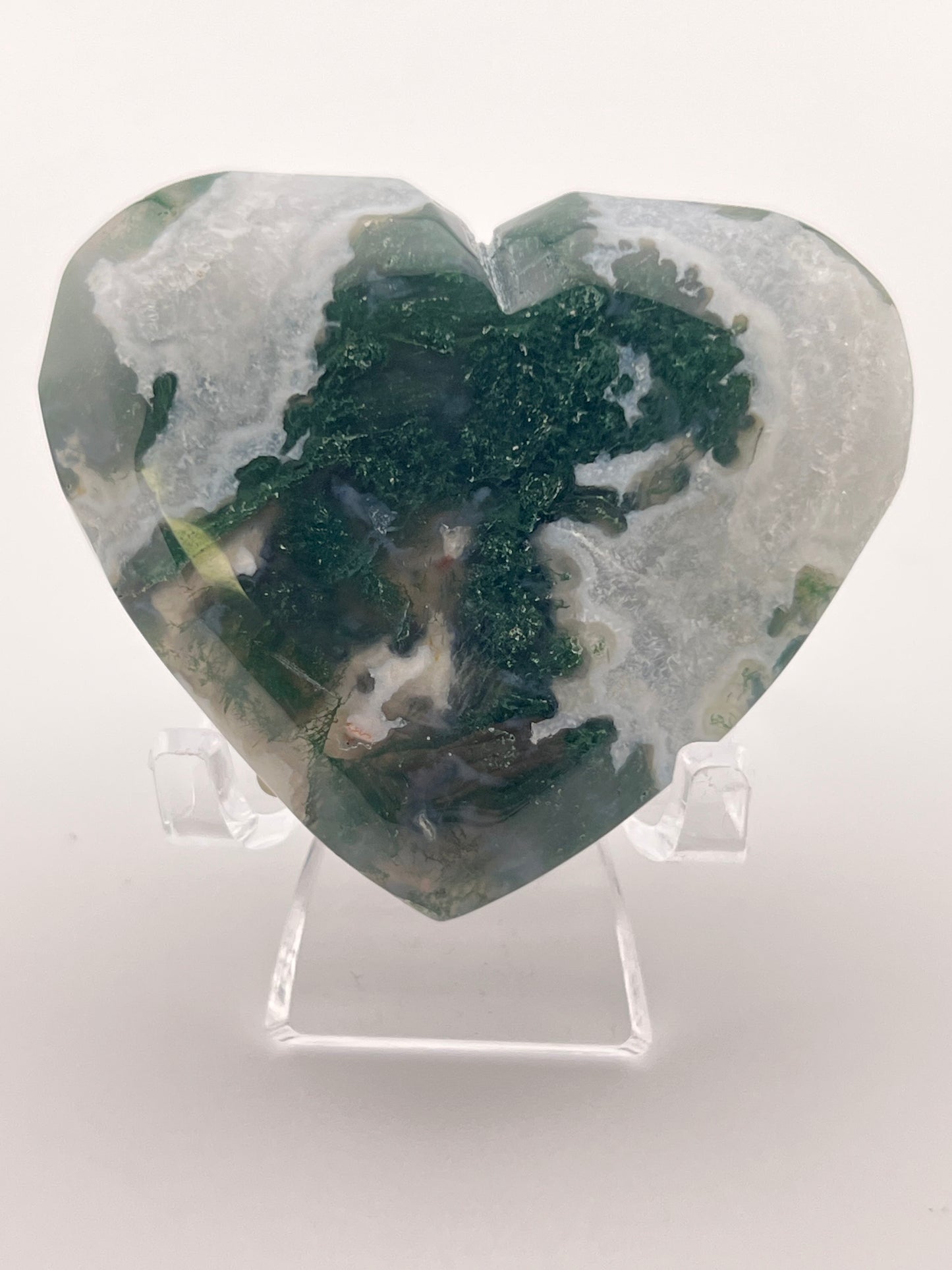 Moss Agate Heart Carving