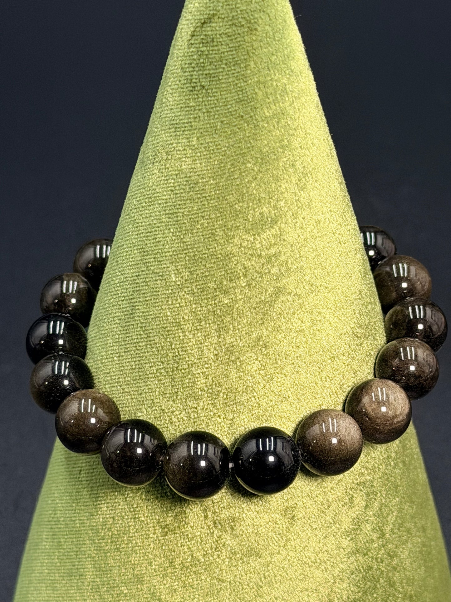 8 mm Silver Sheen Obsidian Bracelet
