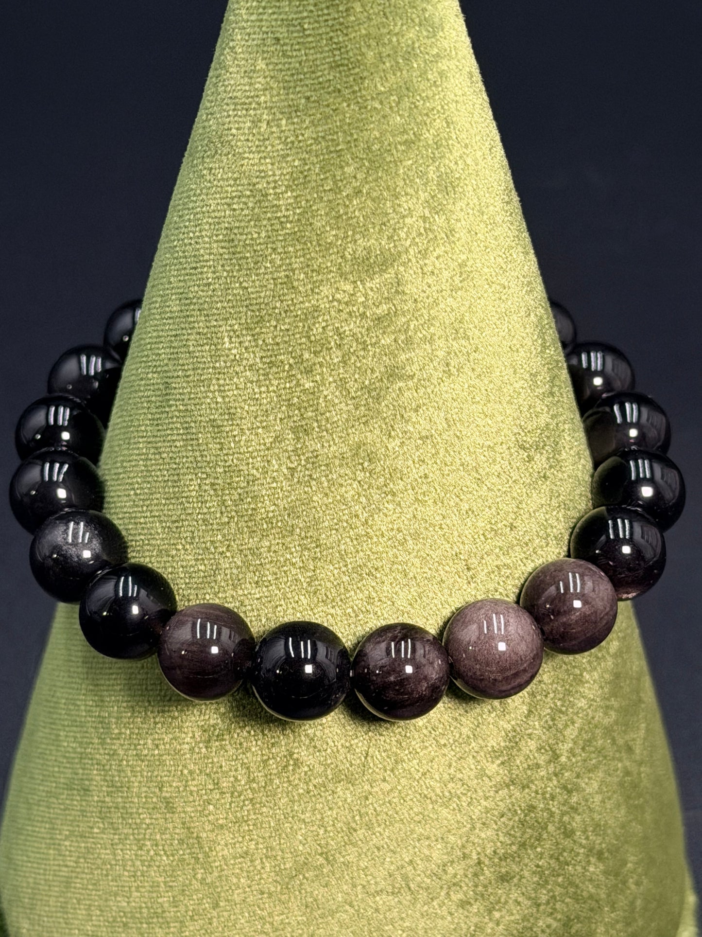 8 mm Silver Sheen Obsidian Bracelet