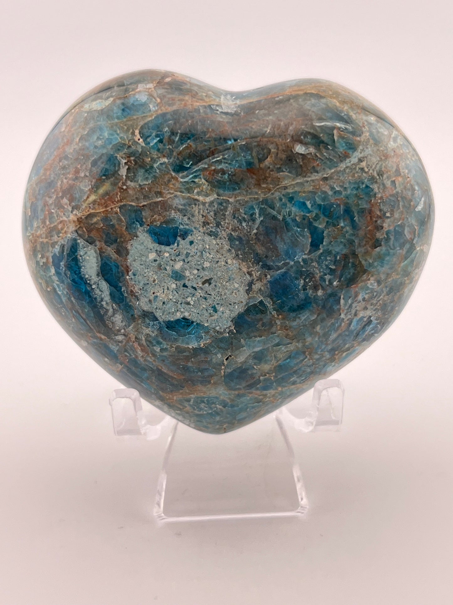 Blue Apatite Heart Carving