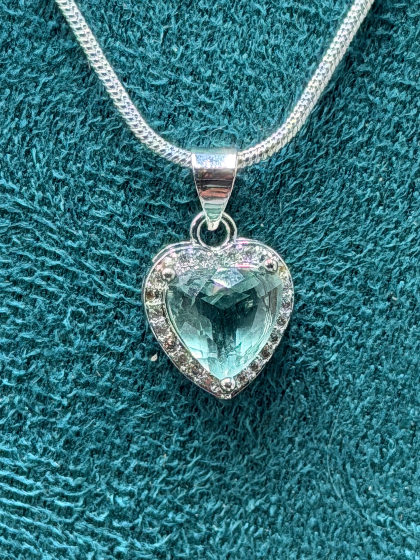Blue Fluorite Heart Pendant Necklace