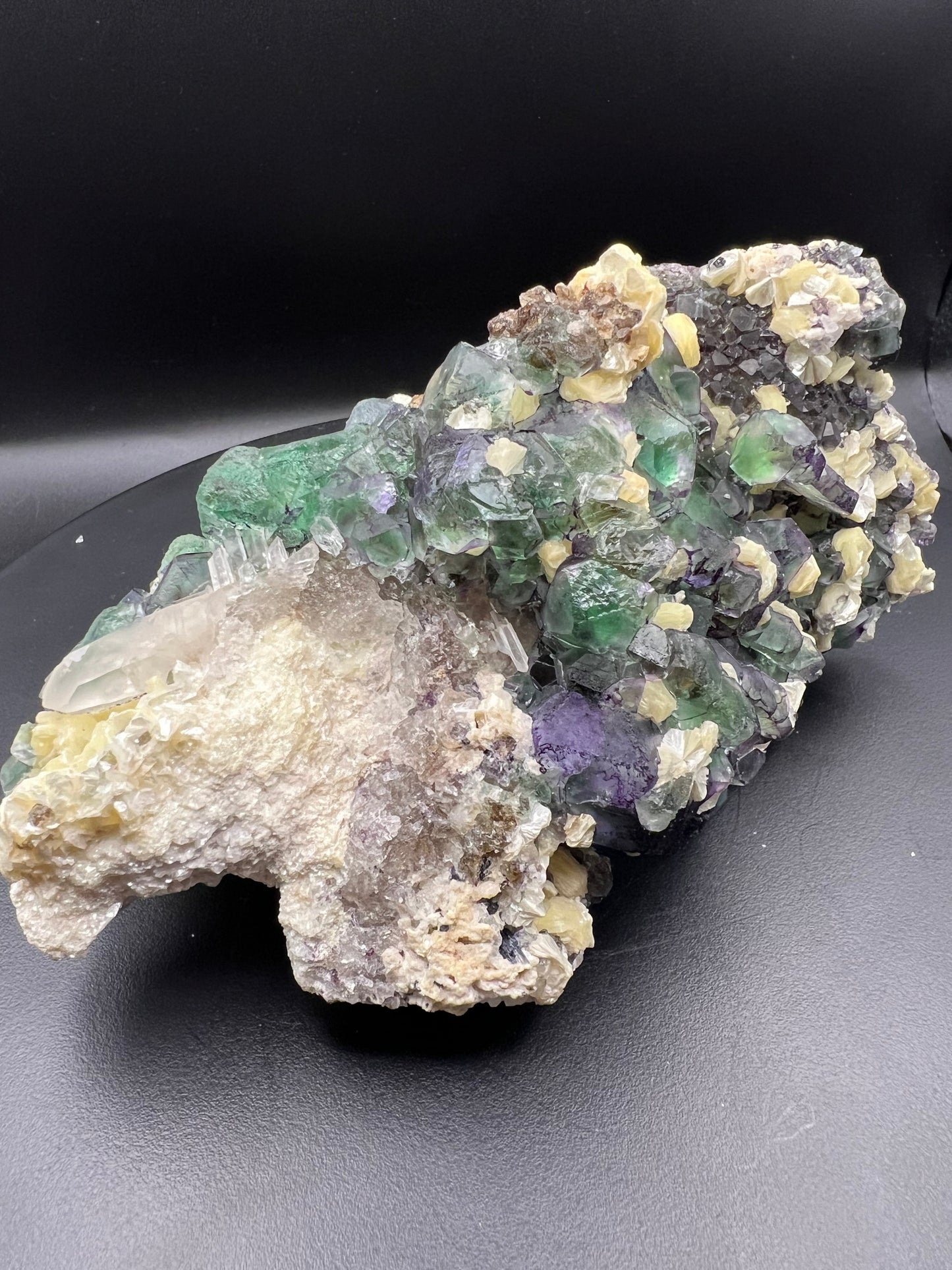 Calcite on Fluorite