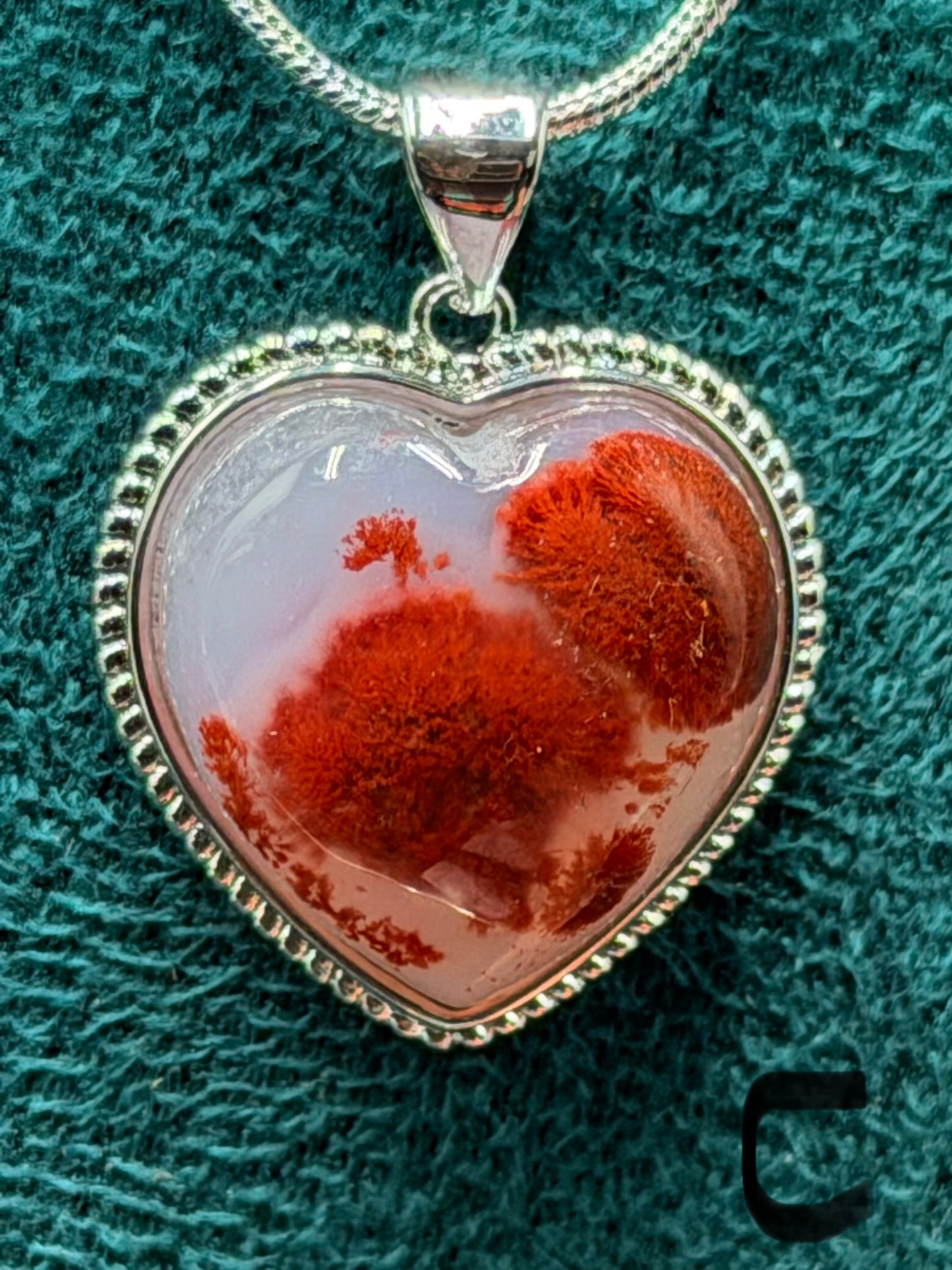 Cinnabar Agate Heart Necklace