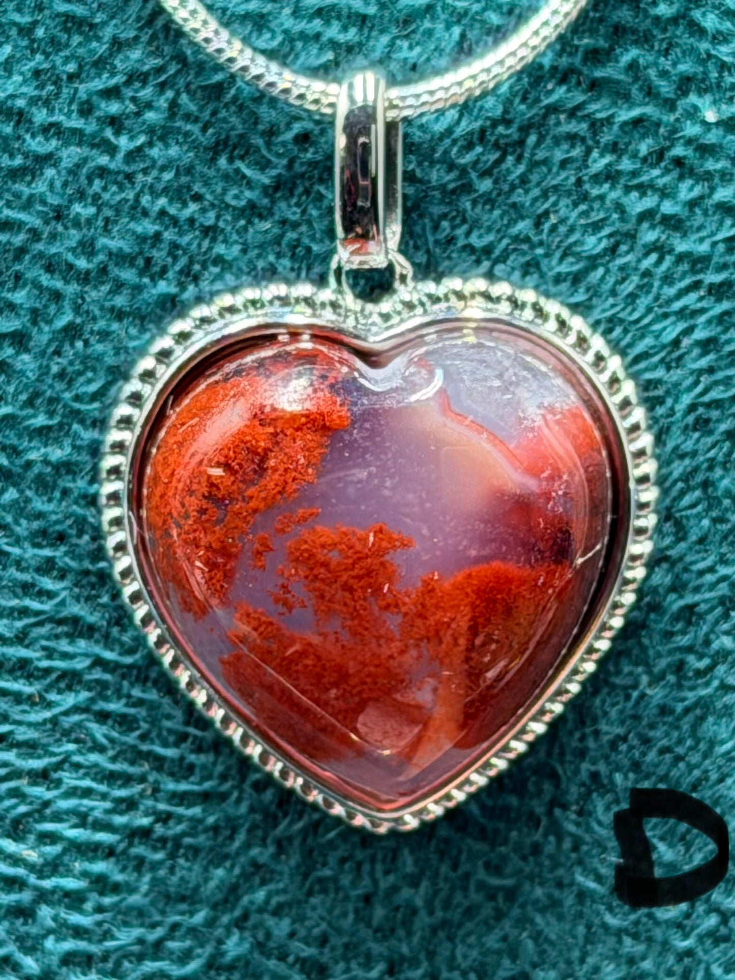 Cinnabar Agate Heart Necklace
