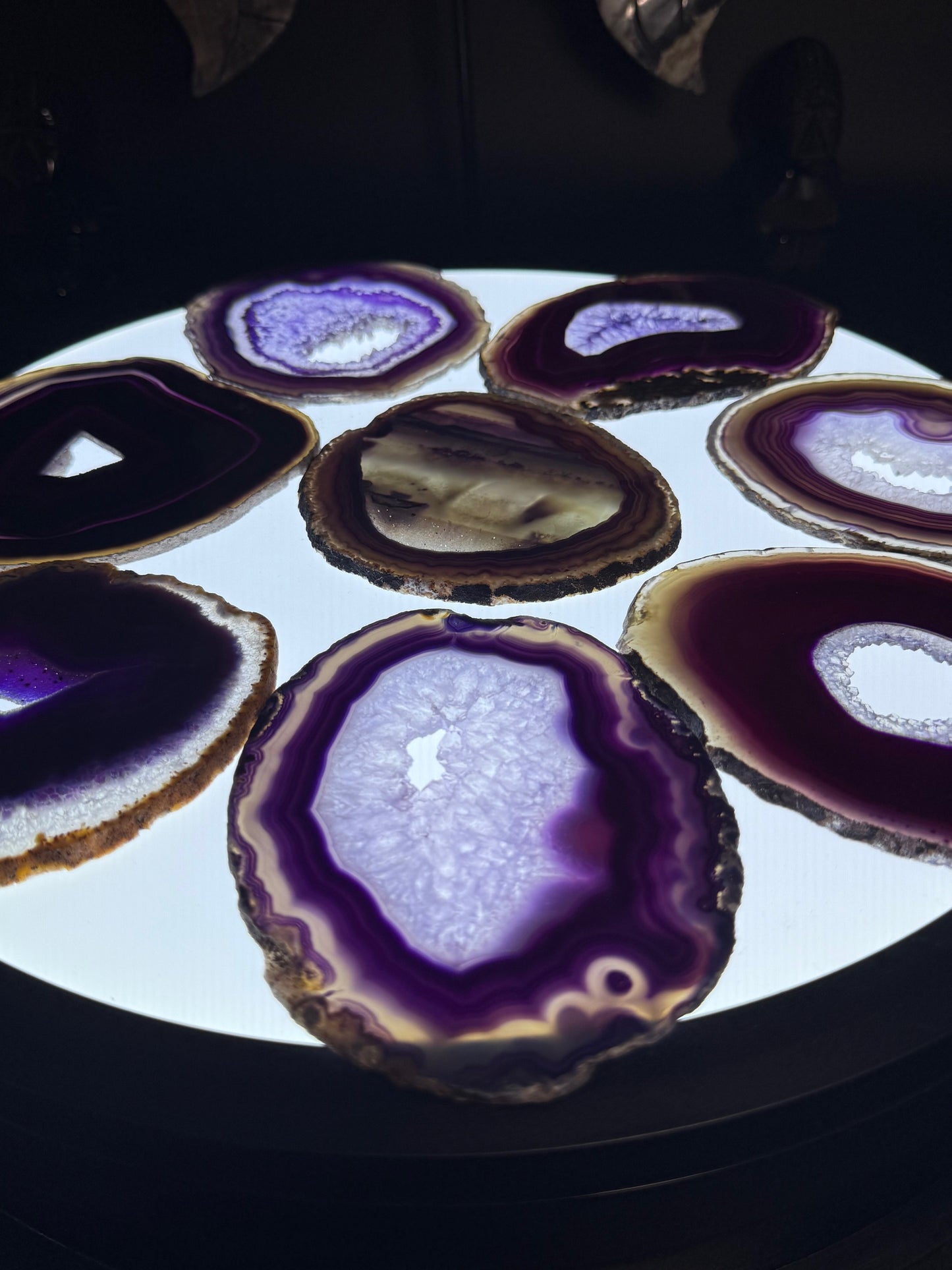 Dyed Agate Slices (Purple) 5-6"