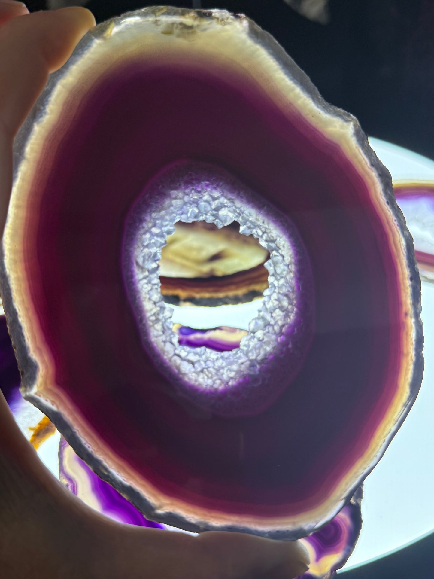 Dyed Agate Slices (Purple) 5-6"