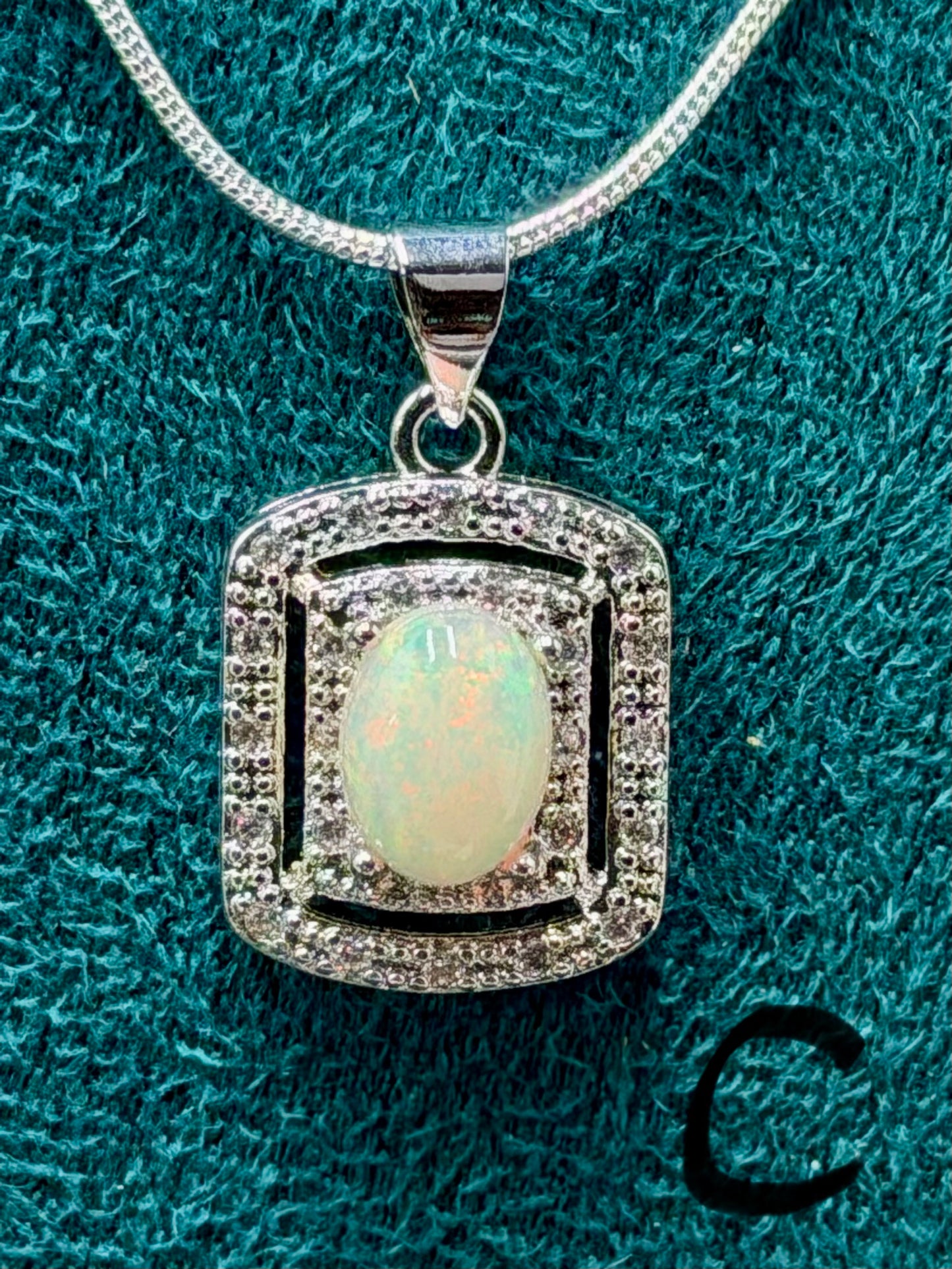 Fire Opal Pendant Necklace