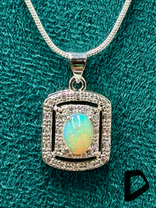 Fire Opal Pendant Necklace