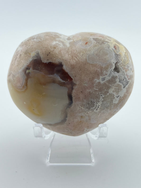 Flower Agate Heart Carving