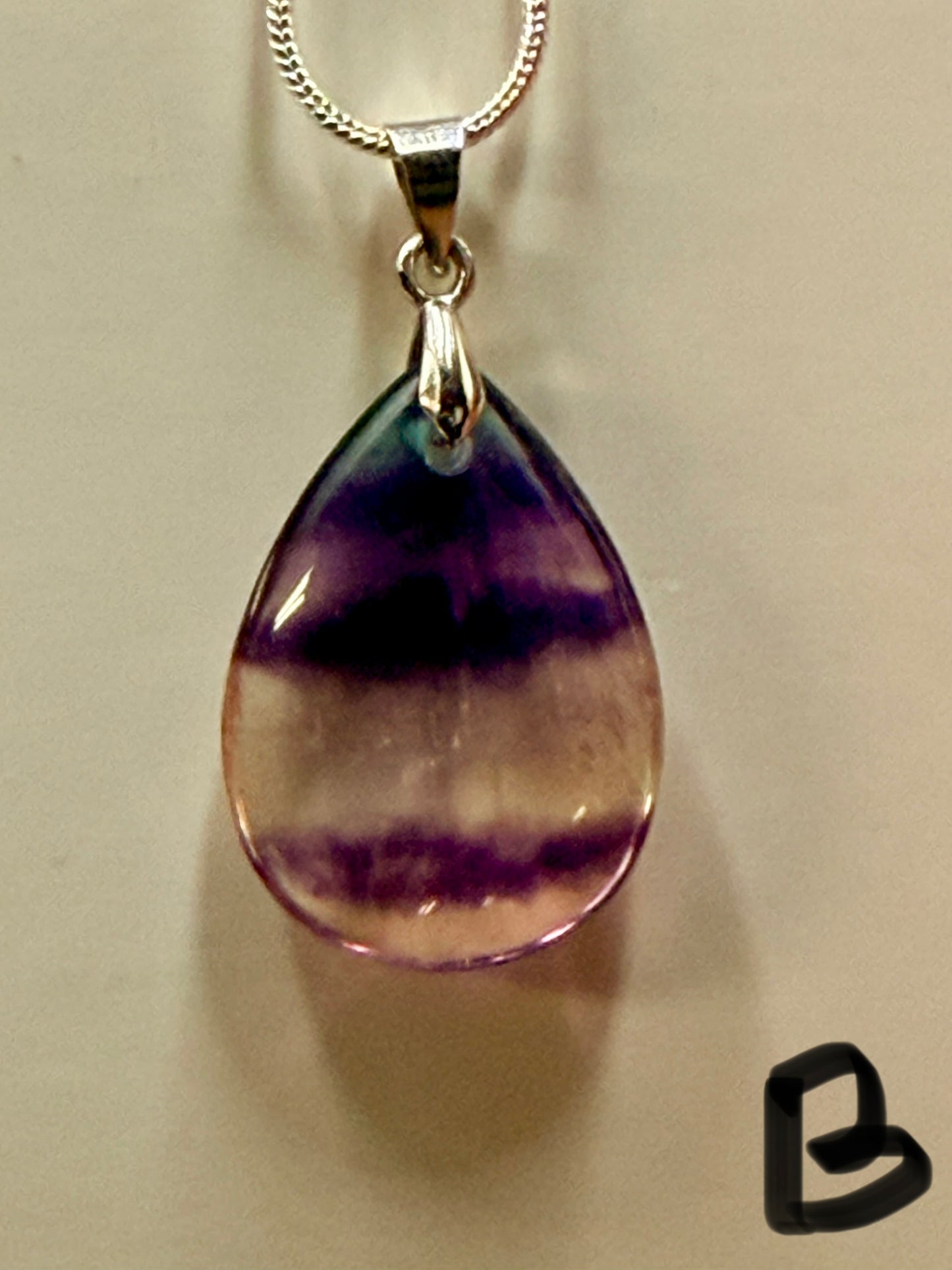 Fluorite Teardrop Pendant Necklace