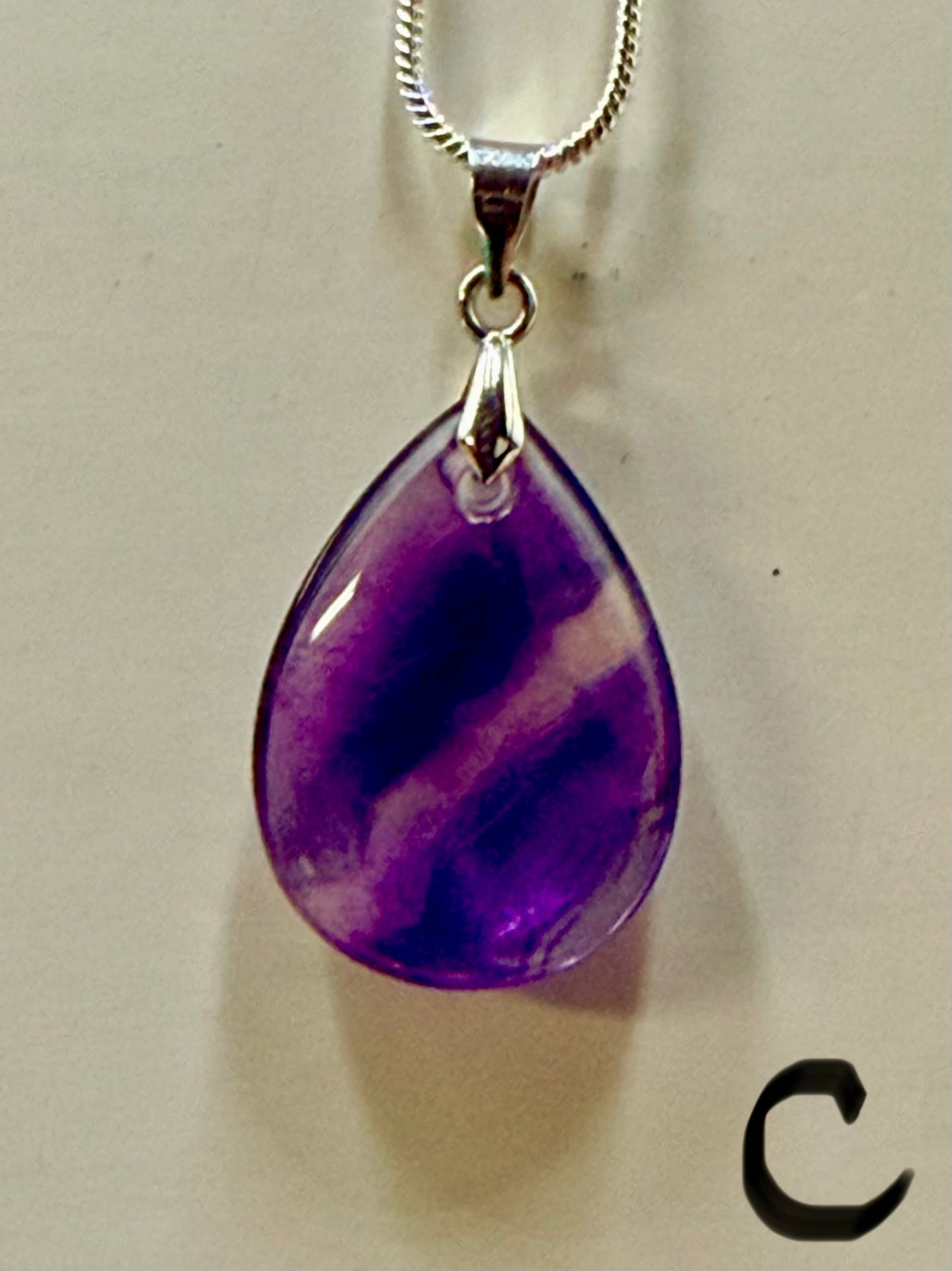 Fluorite Teardrop Pendant Necklace