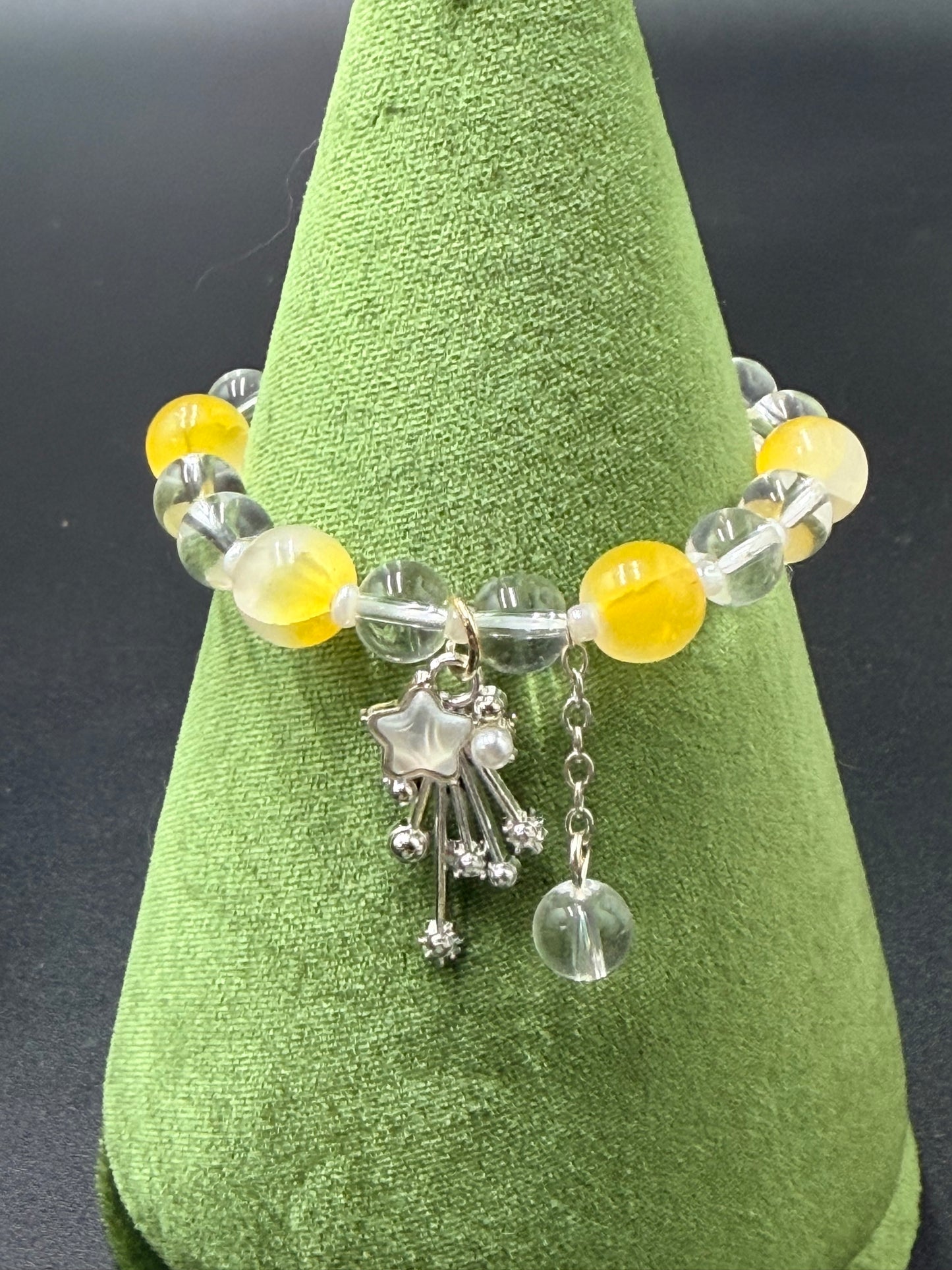 Glass Bead Bracelet with Charm