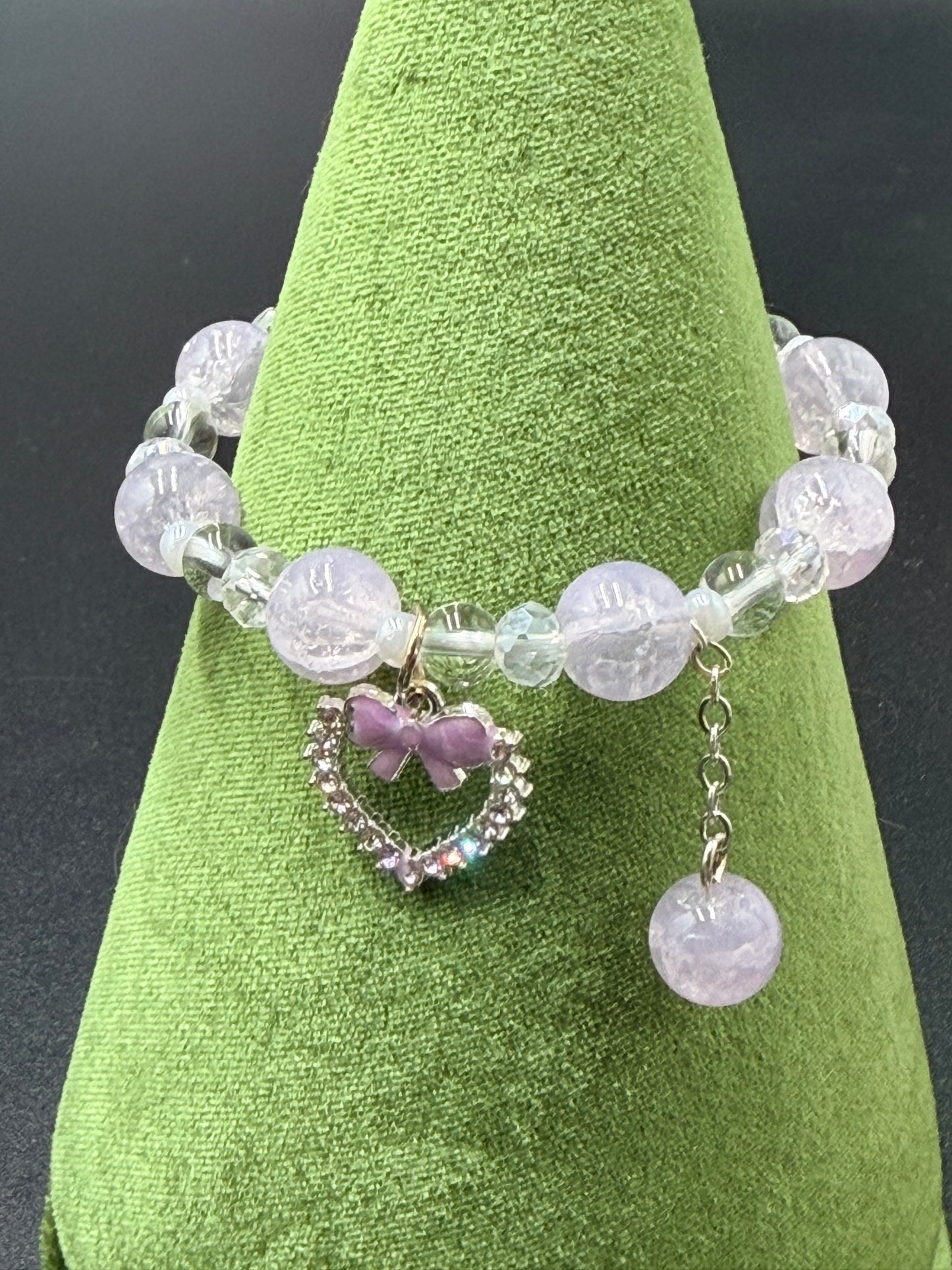 Glass Bead Bracelet with Charm