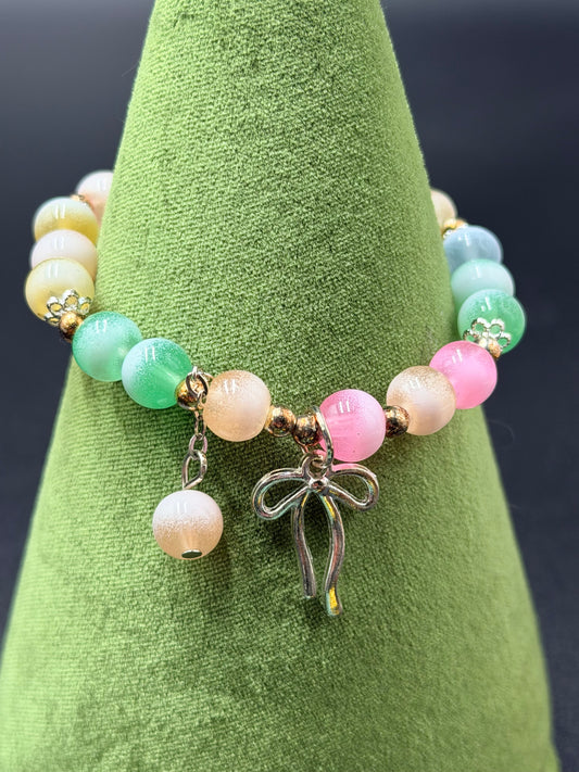 Glass Bead Bracelet with Charm