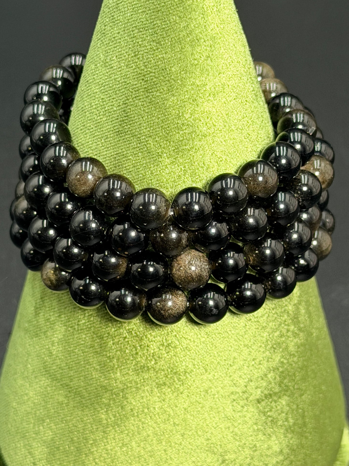 8 mm Golden Sheen Obsidian Bracelet