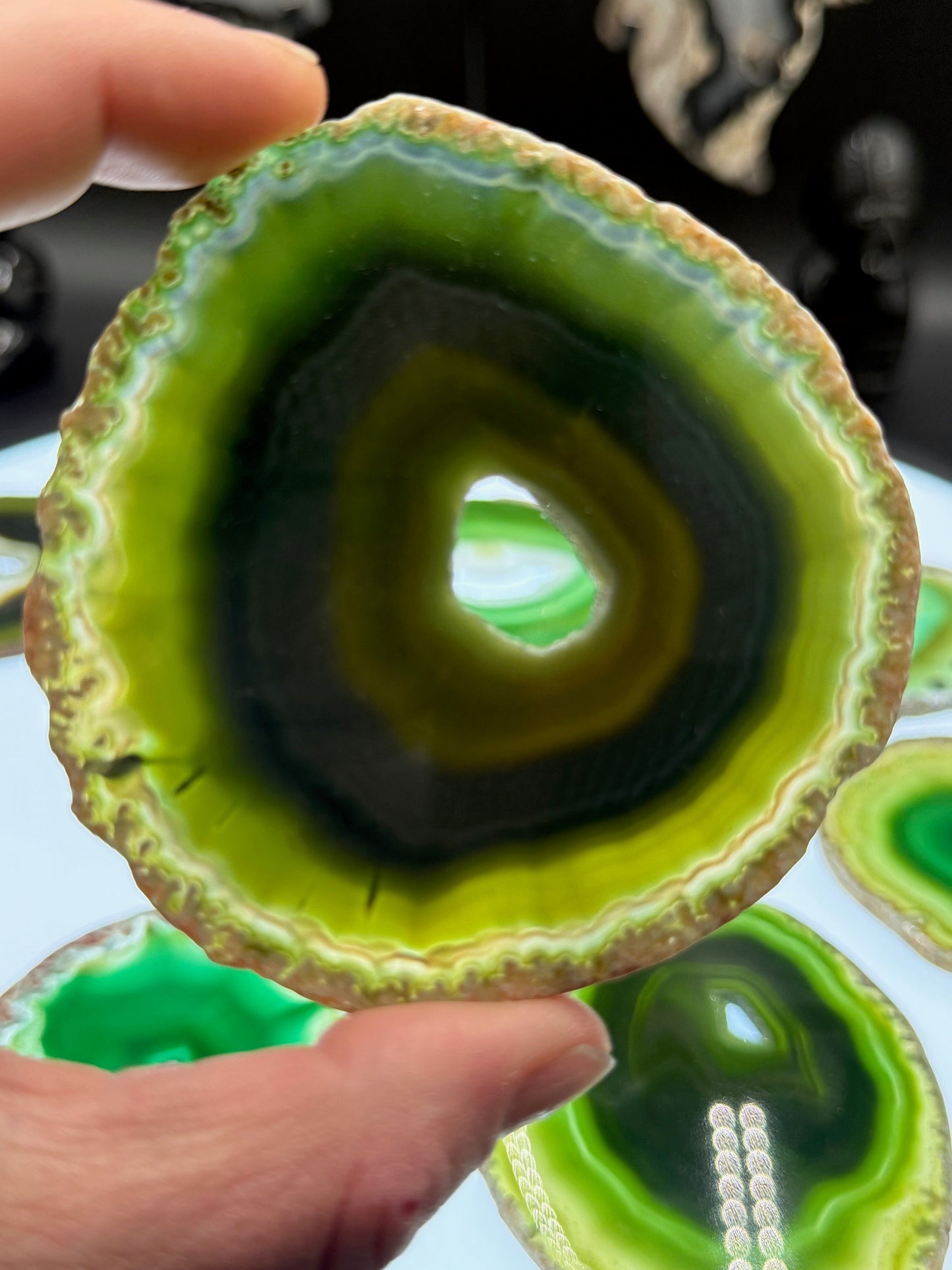 Dyed Agate Slice (Green) 3.5"