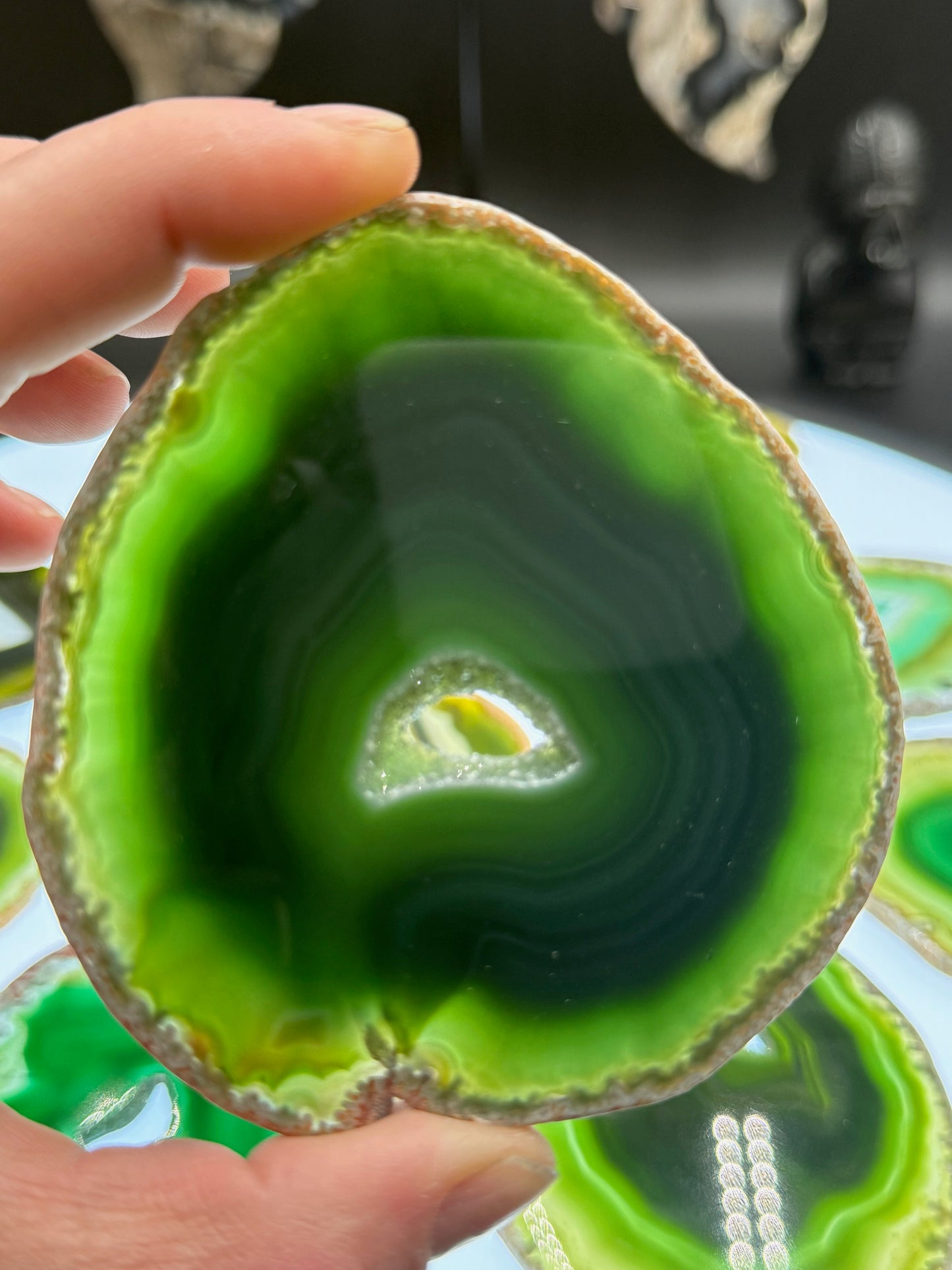 Dyed Agate Slice (Green) 3.5"
