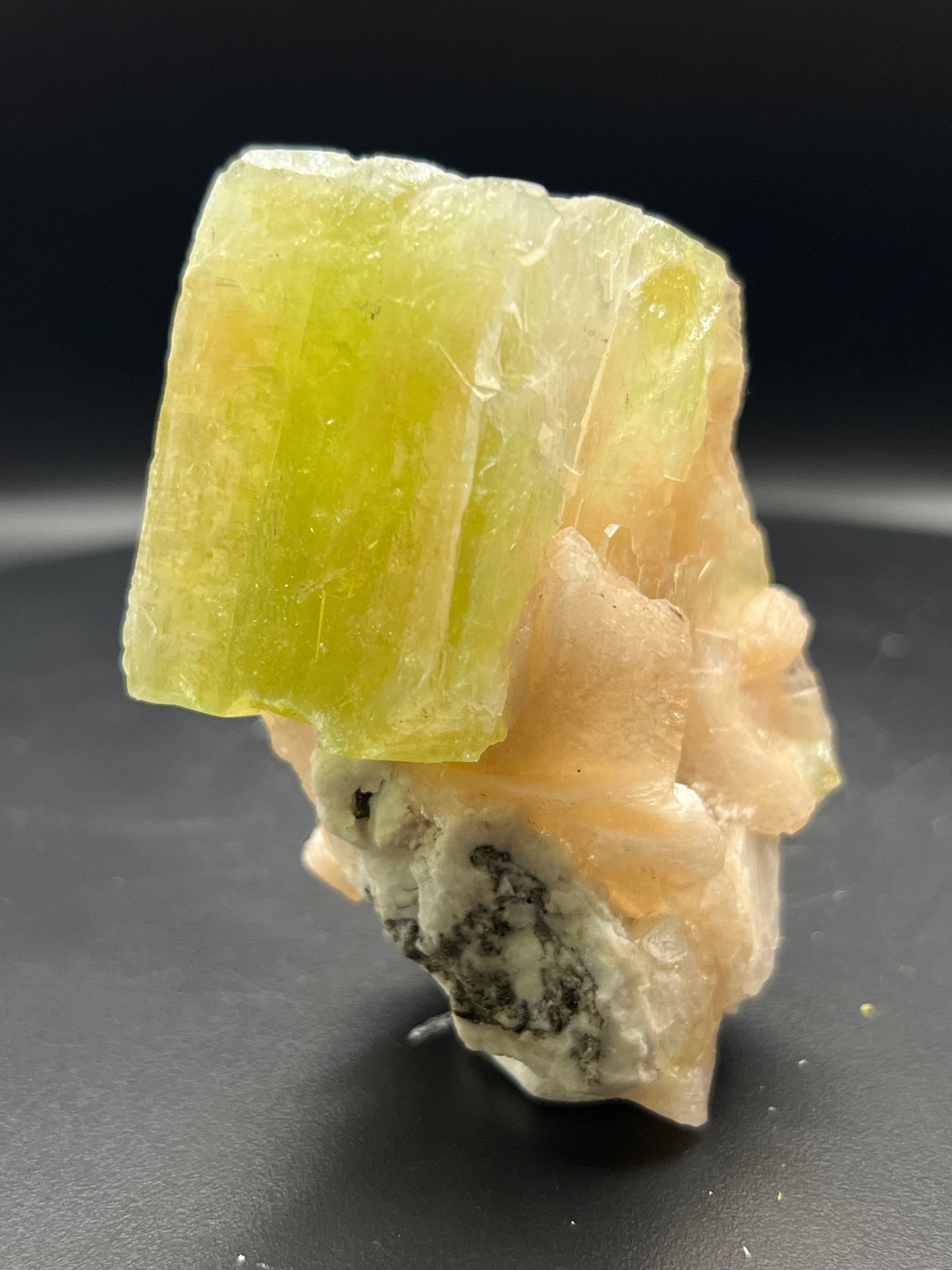 Green Apple Apophyllite Cube On Stilbite