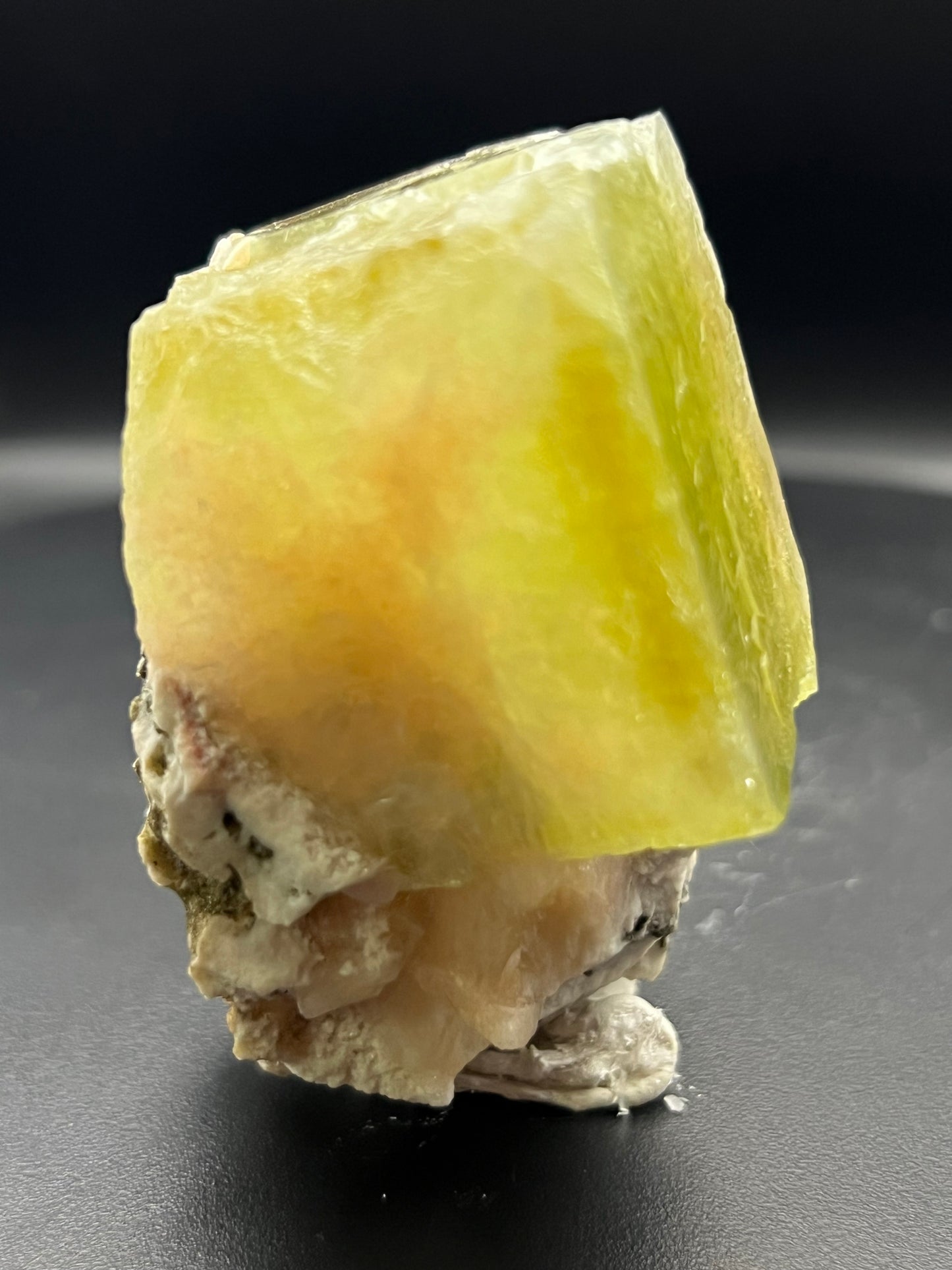 Green Apple Apophyllite Cube On Stilbite