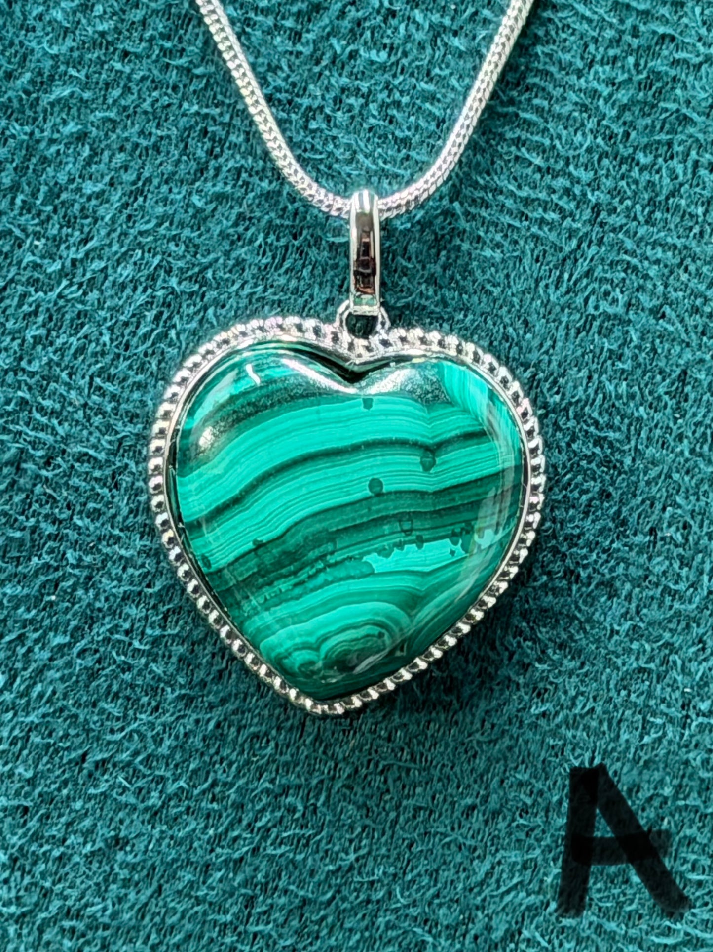Malachite Heart Pendant Necklace