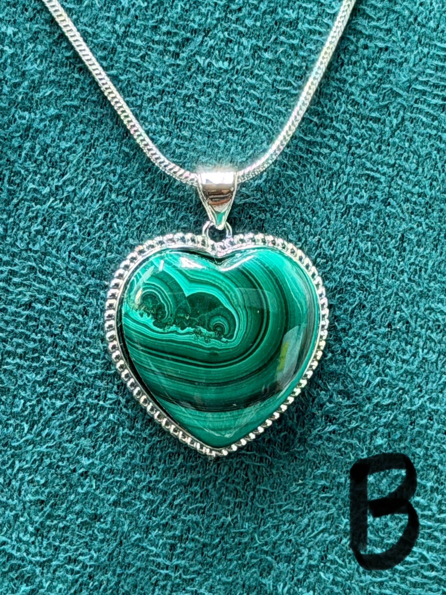 Malachite Heart Pendant Necklace