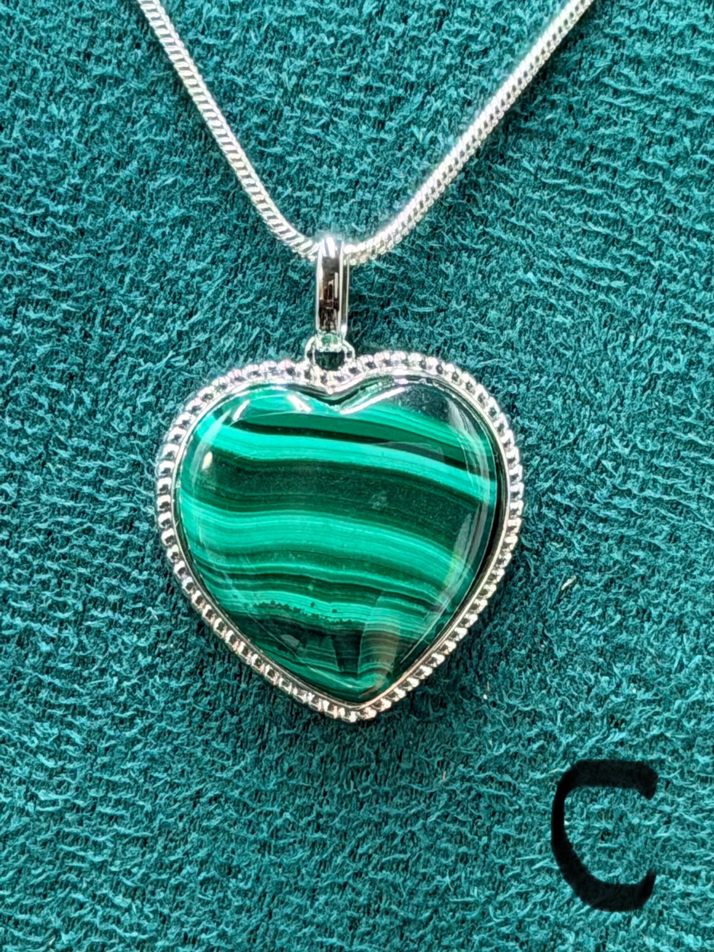 Malachite Heart Pendant Necklace
