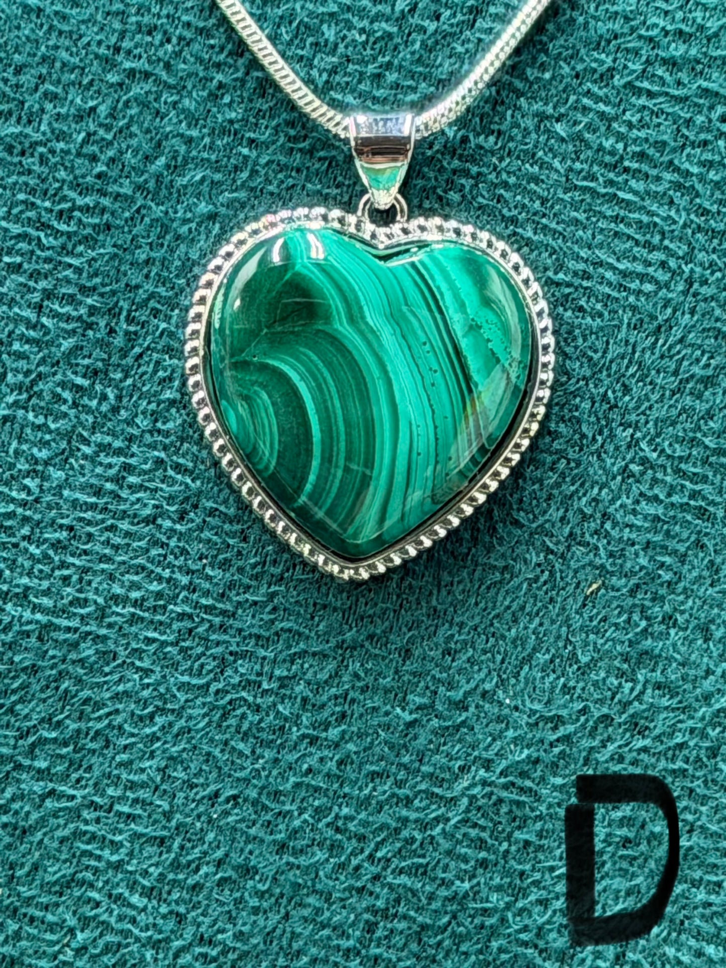 Malachite Heart Pendant Necklace