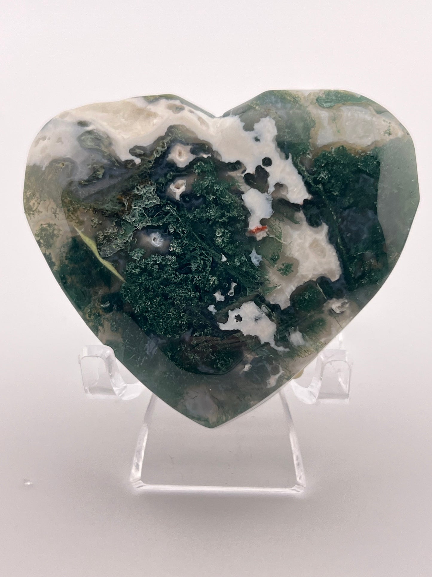 Moss Agate Heart Carving