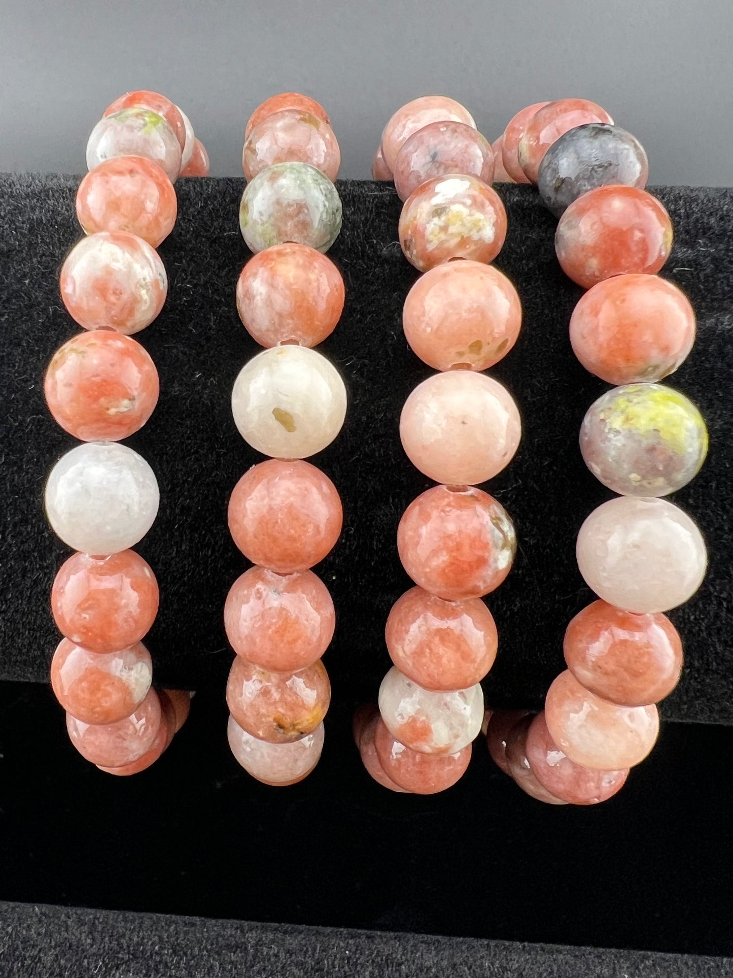 Plum Blossom Jade 8mm Crystal Bracelet