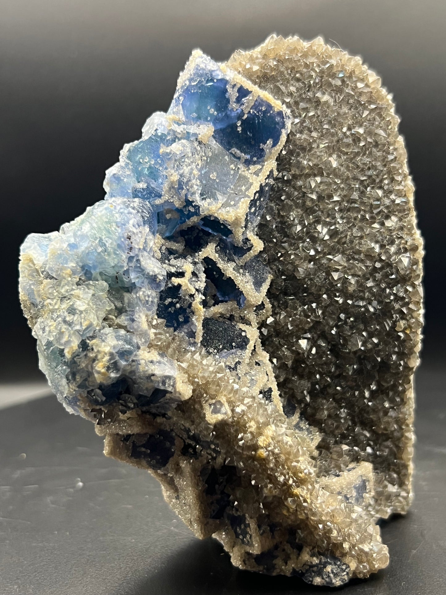 Quartz Covered  Blue Fluorite