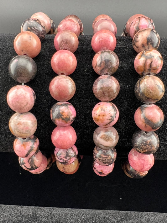Rhodonite 8mm Crystal Bracelet