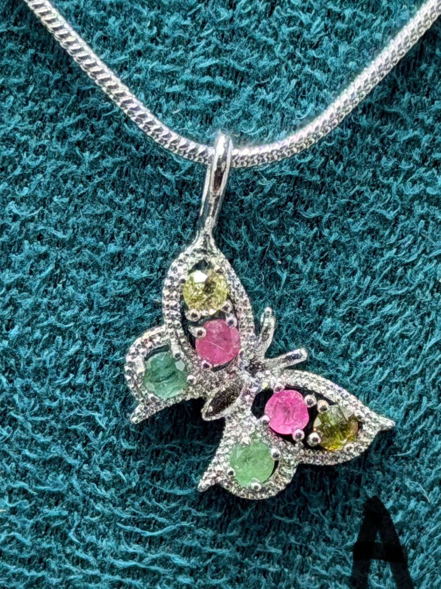 Tourmaline Butterfly Pendant Necklace
