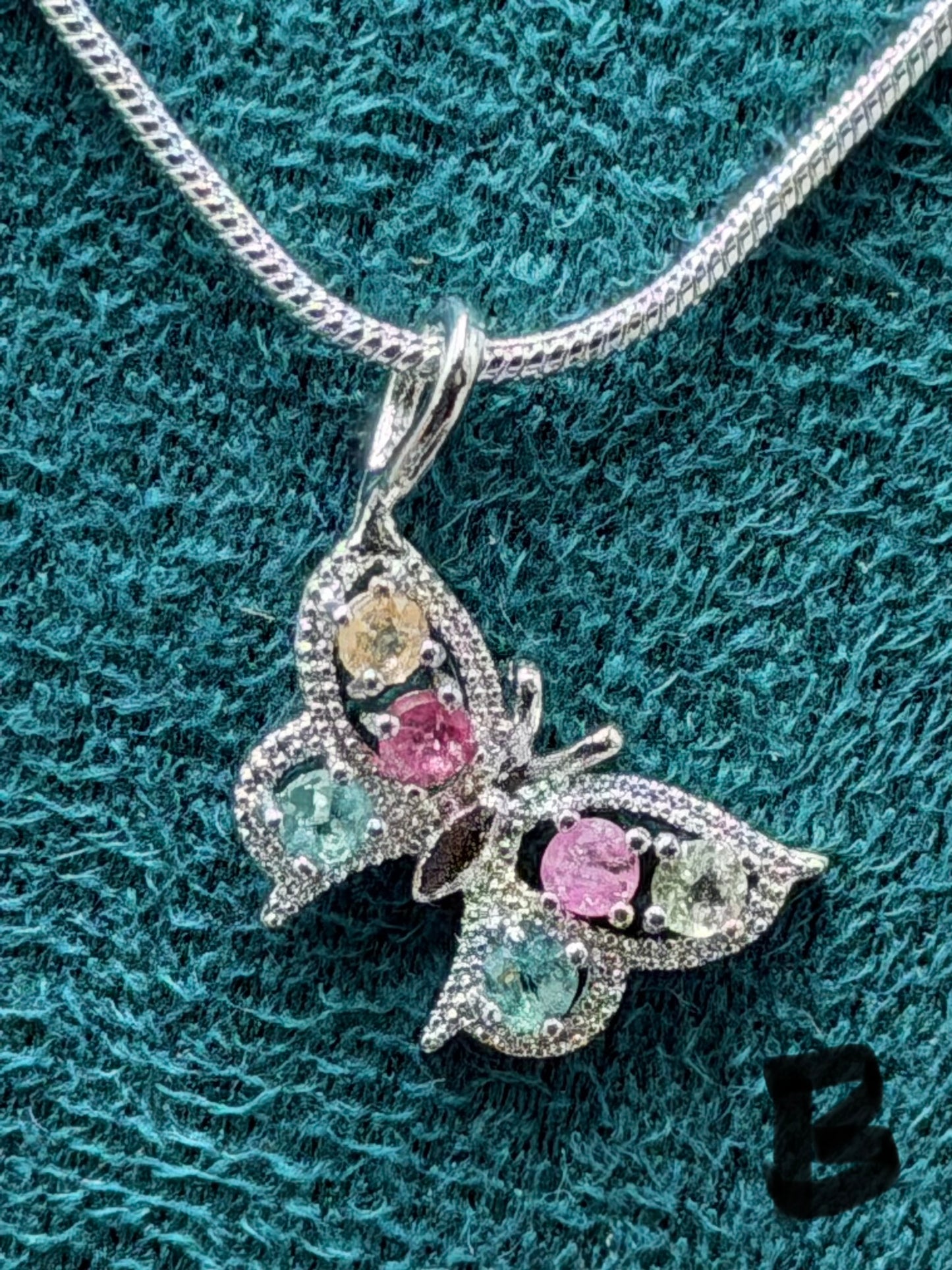 Tourmaline Butterfly Pendant Necklace