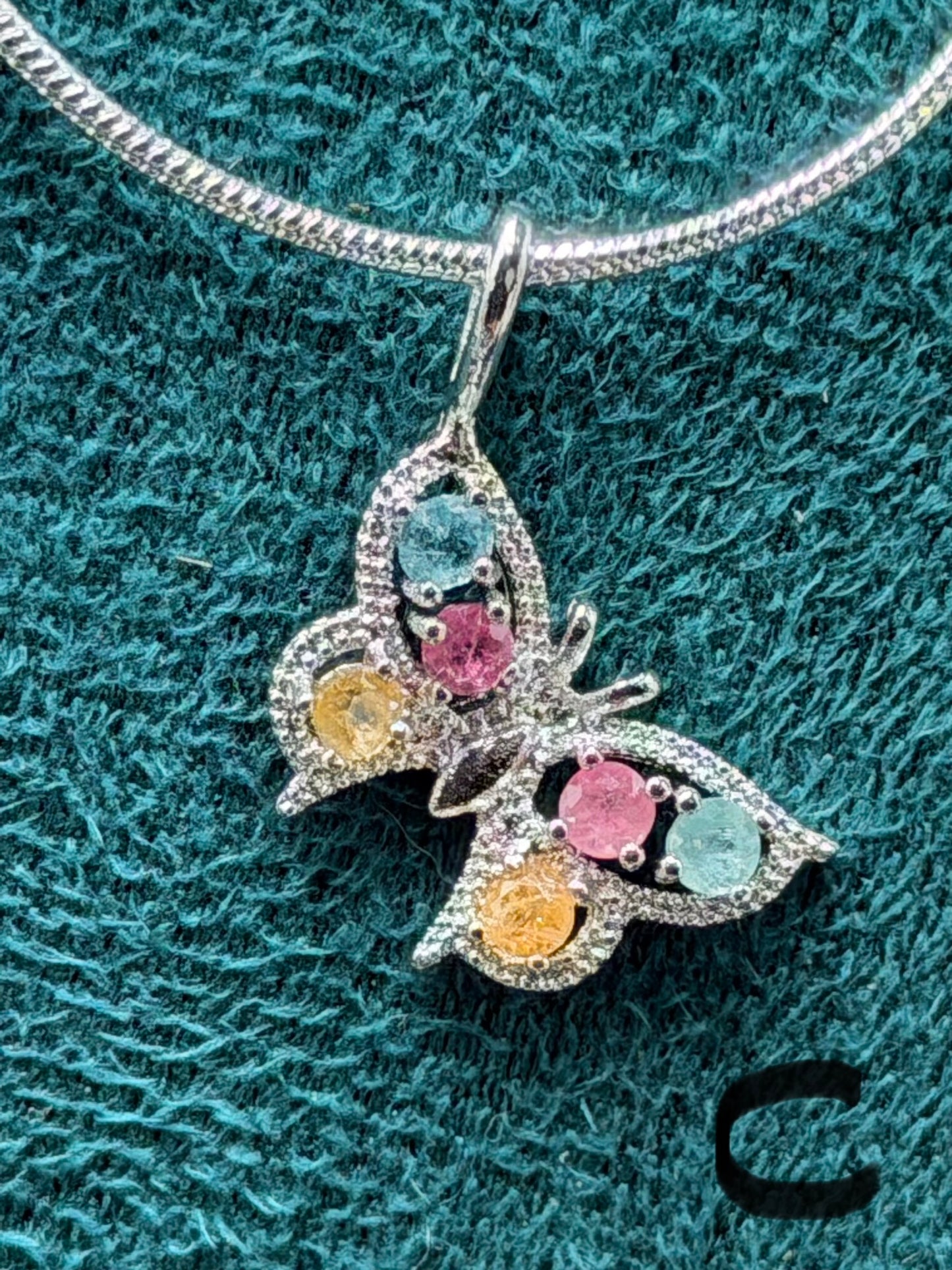 Tourmaline Butterfly Pendant Necklace