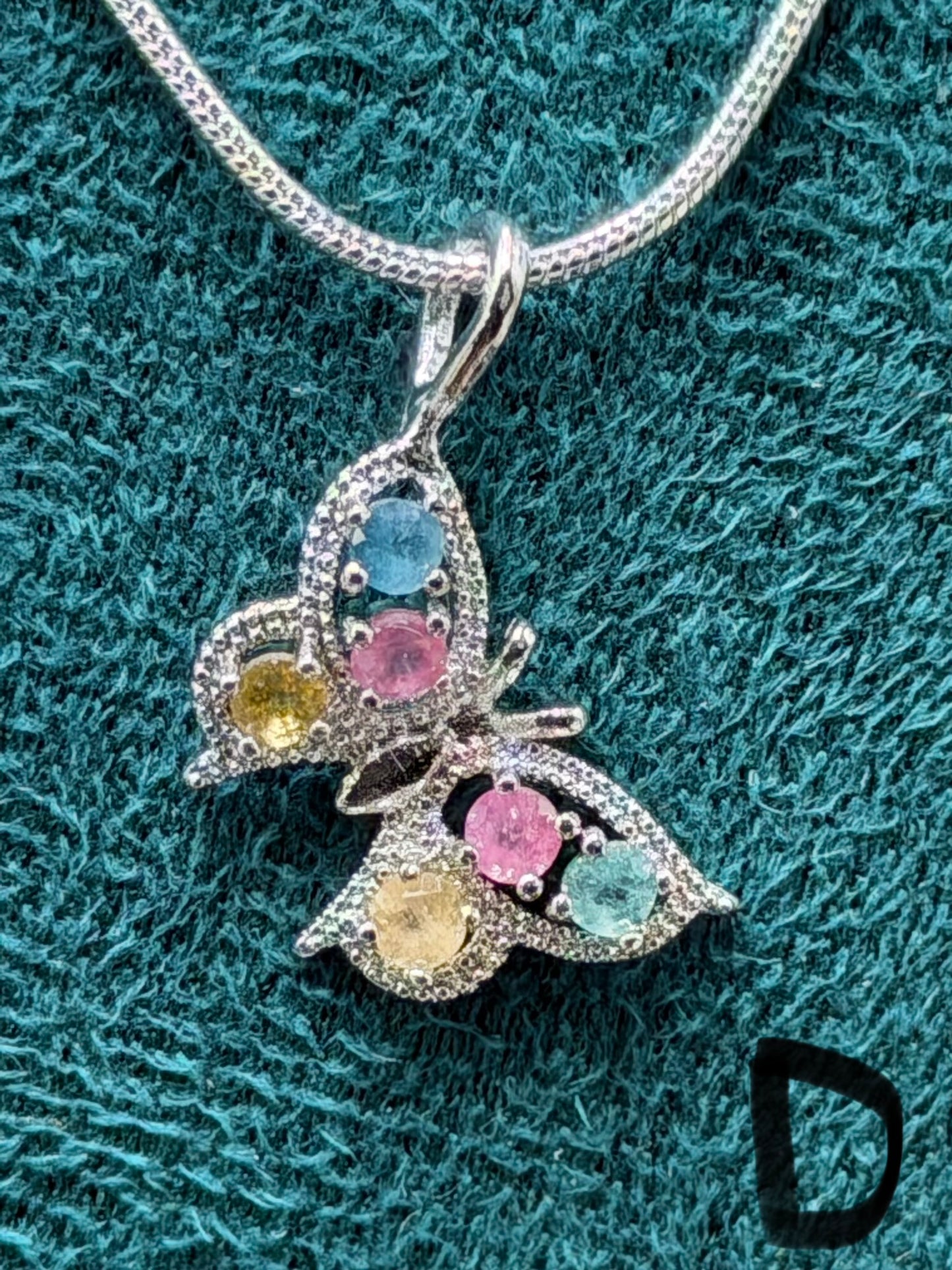 Tourmaline Butterfly Pendant Necklace