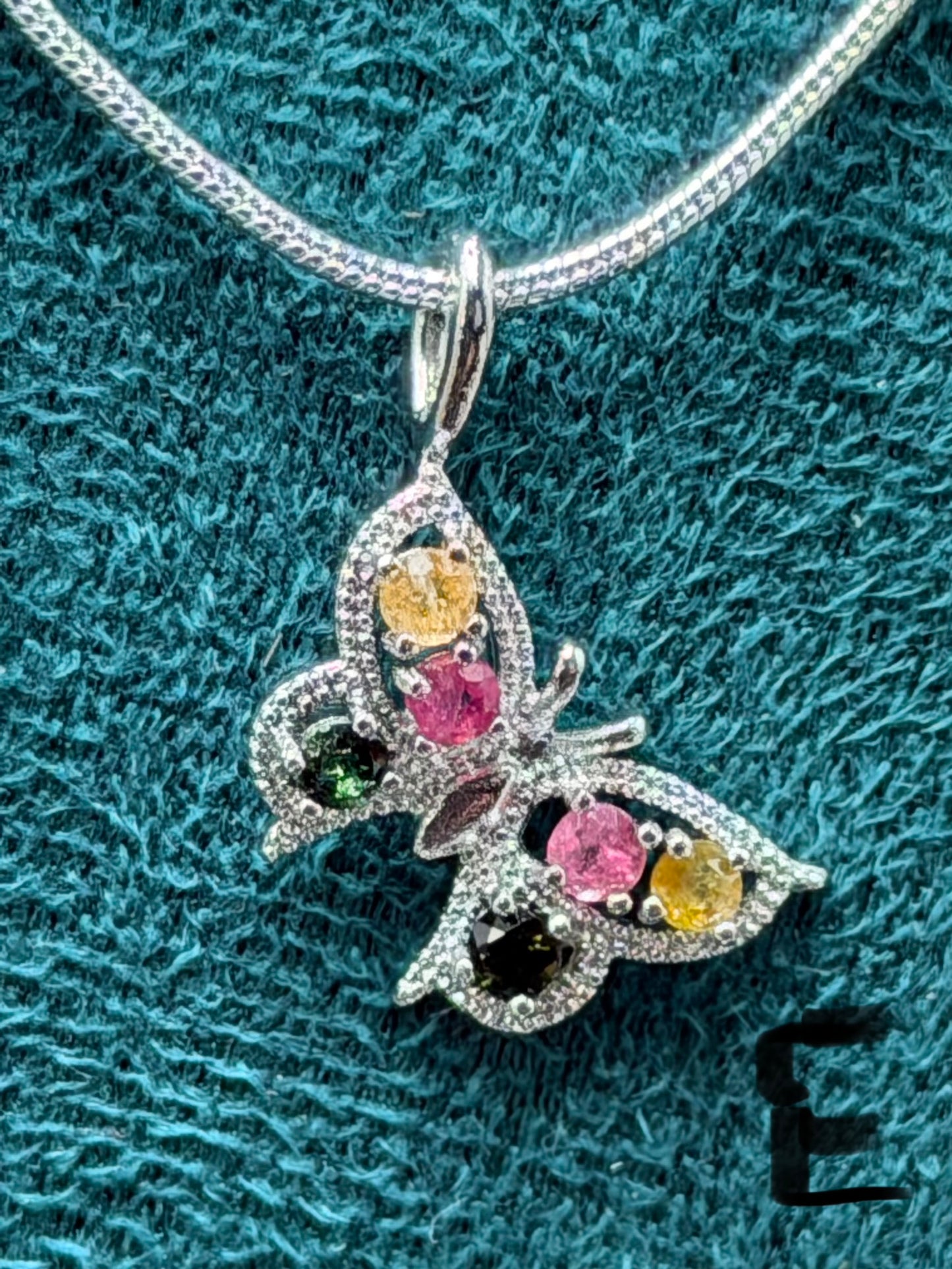Tourmaline Butterfly Pendant Necklace