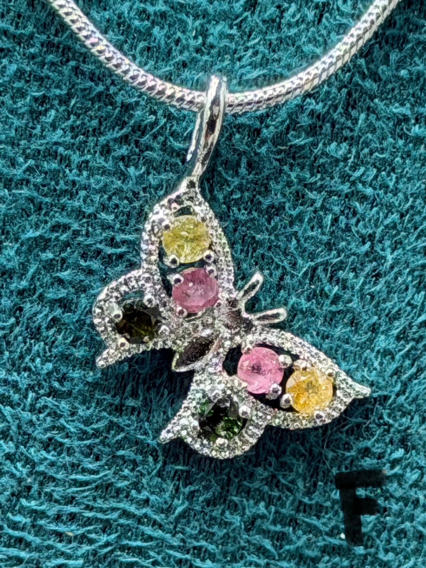 Tourmaline Butterfly Pendant Necklace