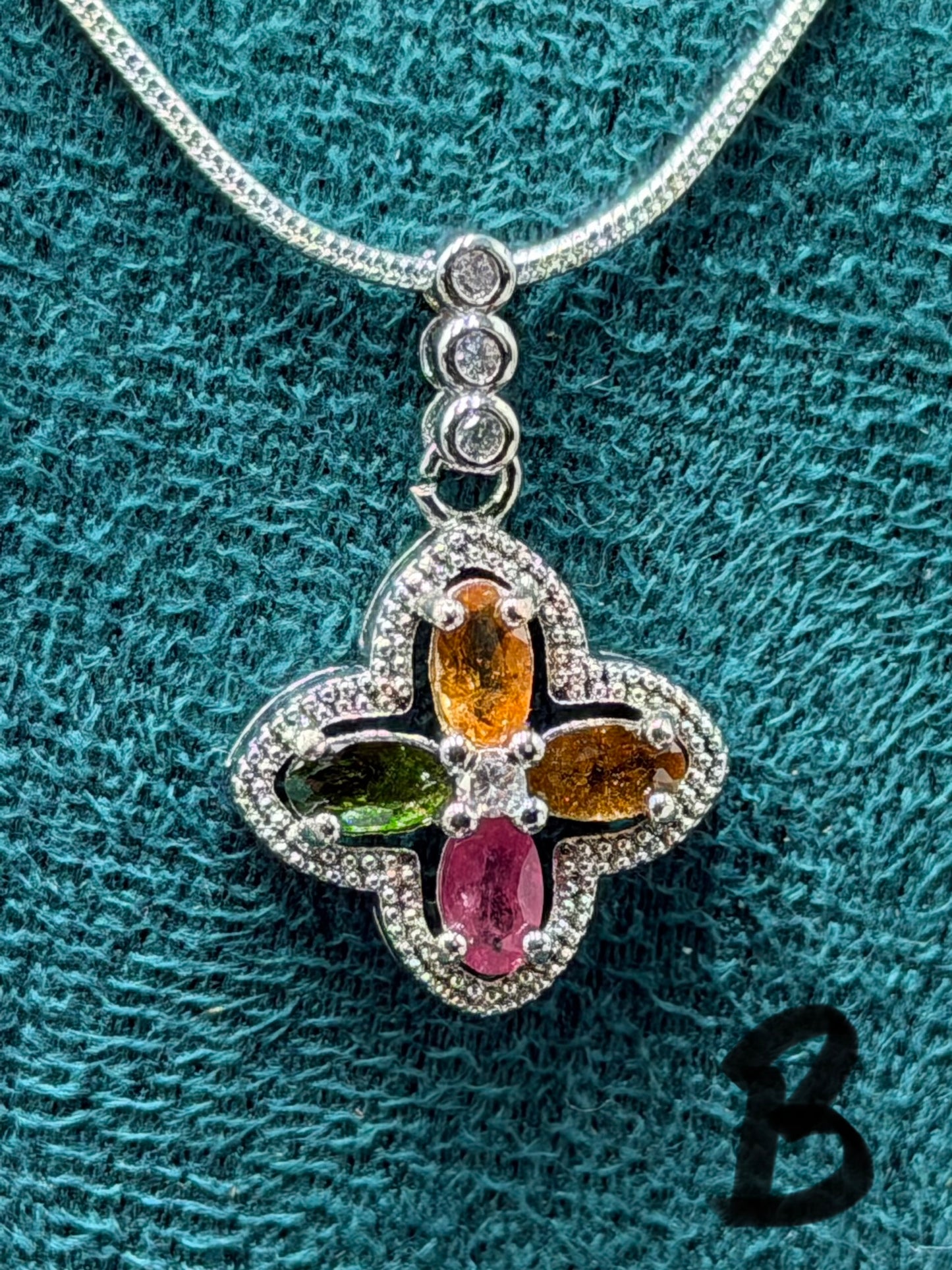 Tourmaline Clover Pendant Necklace