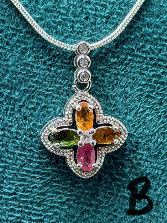 Tourmaline Clover Pendant Necklace