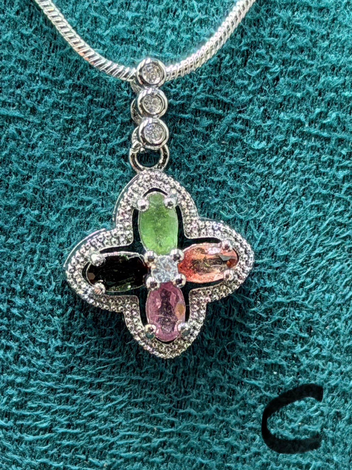 Tourmaline Clover Pendant Necklace