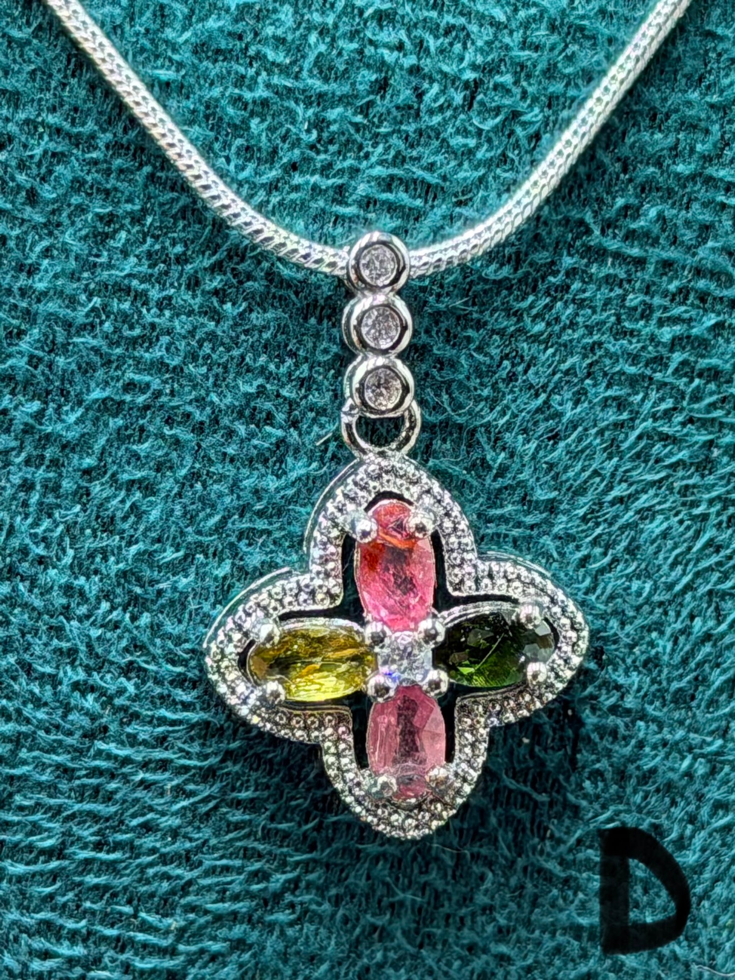 Tourmaline Clover Pendant Necklace