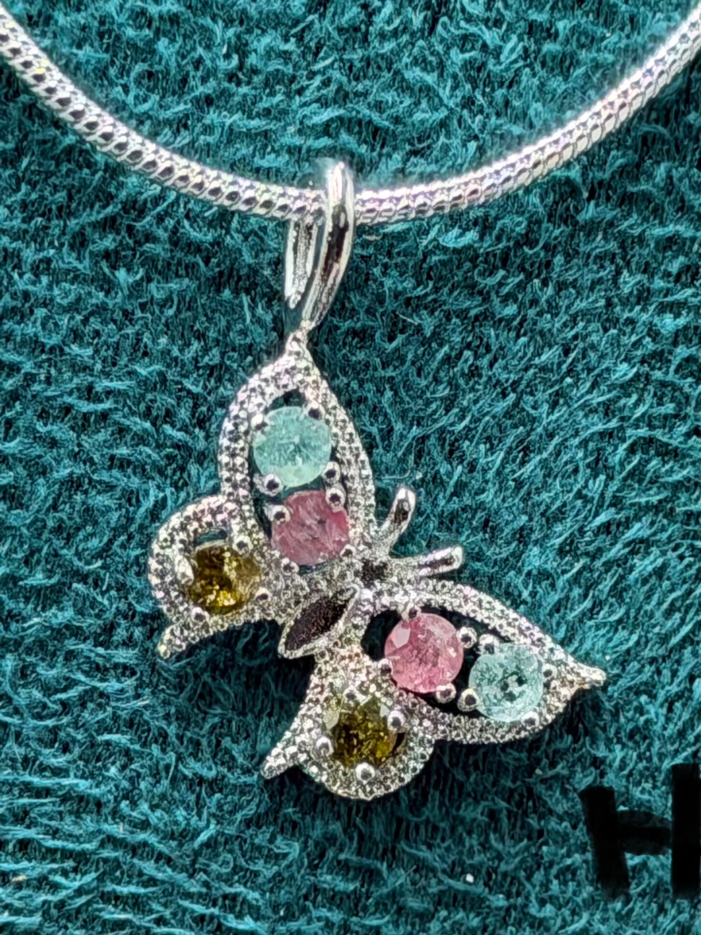 Tourmaline Butterfly Pendant Necklace